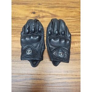 ICON Black Leather Motorcycle Driving Gloves